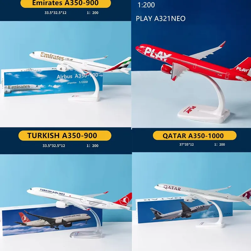 

1:200 Scale Model Turkish /SAS/Emirates/Play /DELAT/QATAR/Air Airline Assembly Airplanes Collection Display With Base Aircraft