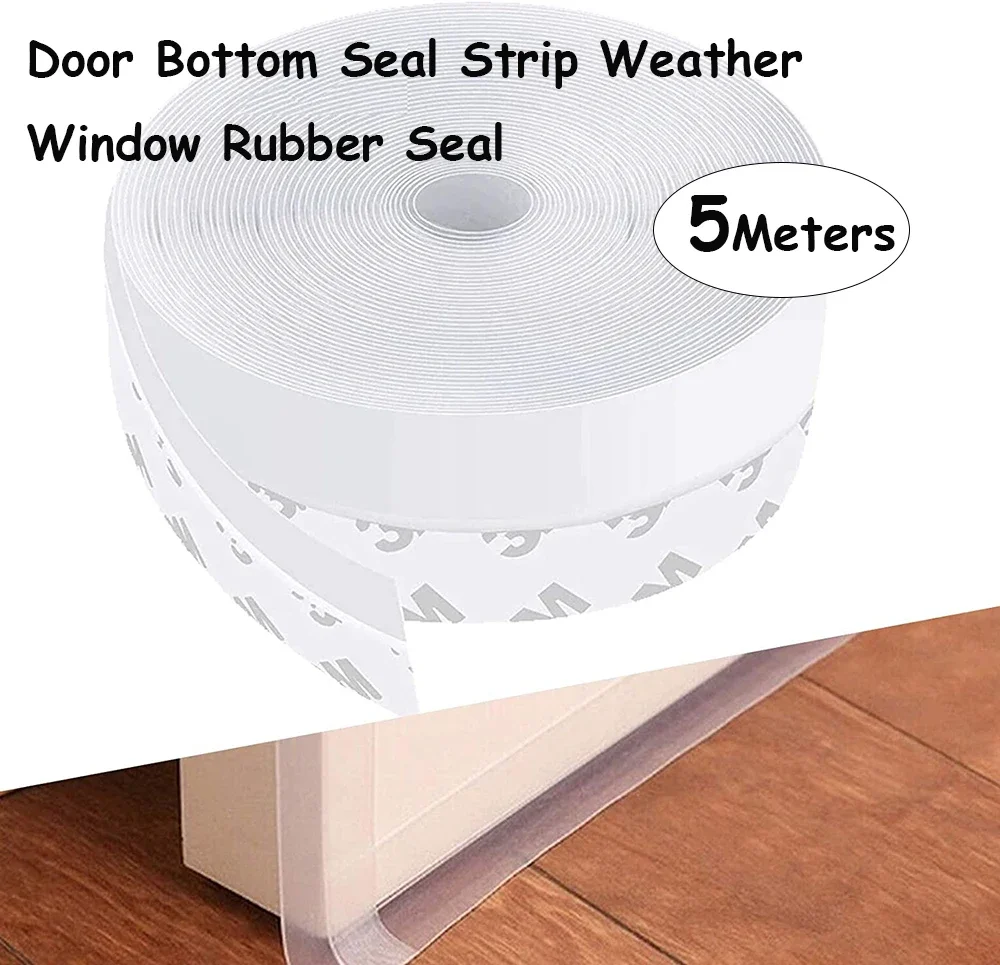

5Meters Door Bottom Seal Strip Window Self Adhesive Silicone Rubber Seal Weathering Strip Door Sealing Bar Window Sealing Tape