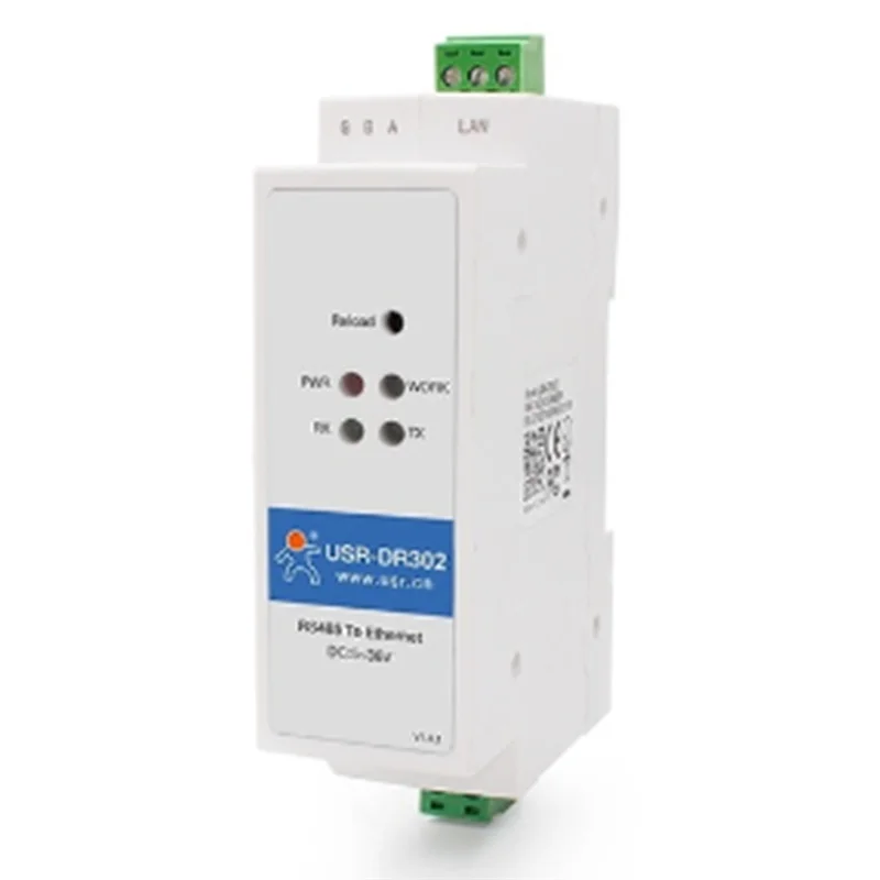 

-DR302 Din Rail Serial RS485 to Ethernet IP Server Module Ethernet Converter Modbus RTU to Modbus Unit