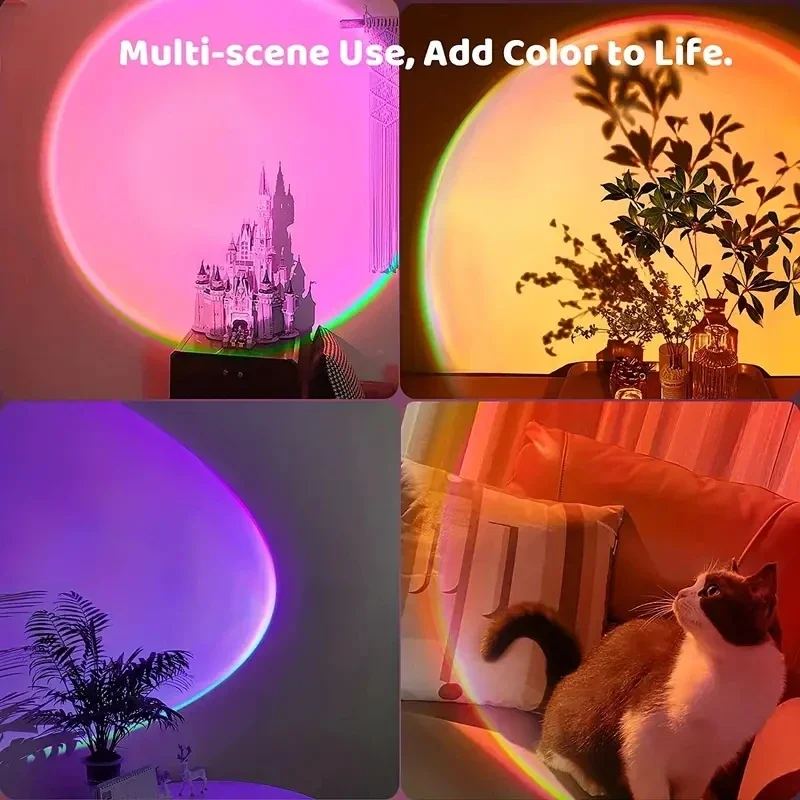 

1pc USB Remote Control Vibrant Sunset Projection Light - 16-Color Spectrum Dynamic Color Changing LED Light -Creates Warm Home