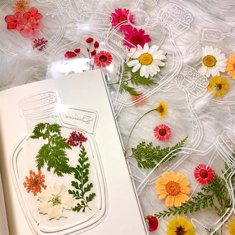 Transparent Dried Flower Bookmarks Dried Flower Bookmark Craft Clear Drift Bottle Bookmark Flower Page Clips Bookmarks G45Y