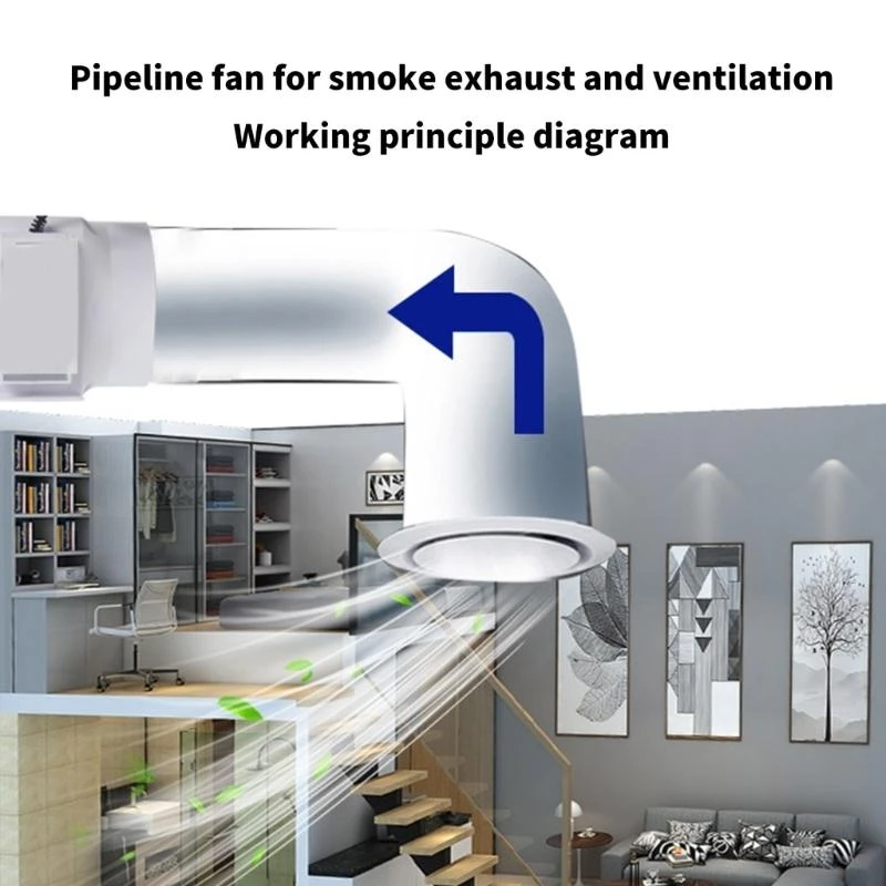 JU64 Efficient  12V 50mm Duct Ventilation Fan With Battery Clip Power Cable For Kitchen Bathroom Garage Indoor Air Extraction