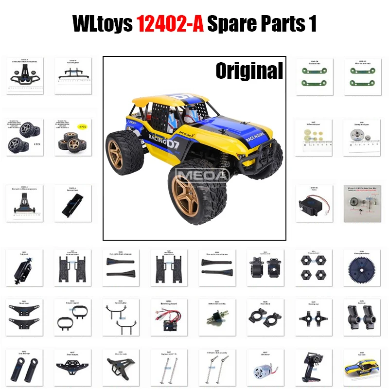 WLtoys 1/12 12402-A RC Original Spare Parts Motor Receiver Arm Car Shell Tire Anti-Collision Components Differential Parts 1