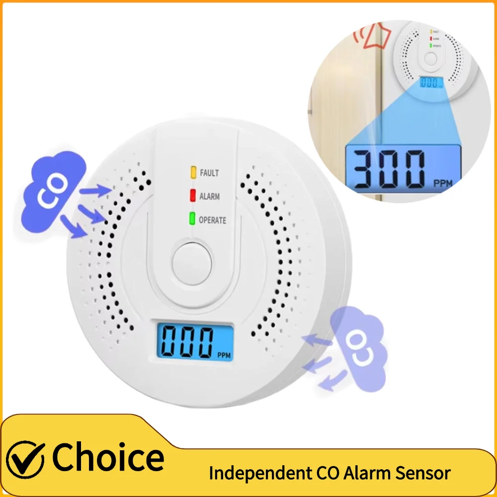 Independent CO Alarm Sensor Carbon Monoxide Alarm Detector High Sensitive Warning LCD Display CO Alarm With UL2034