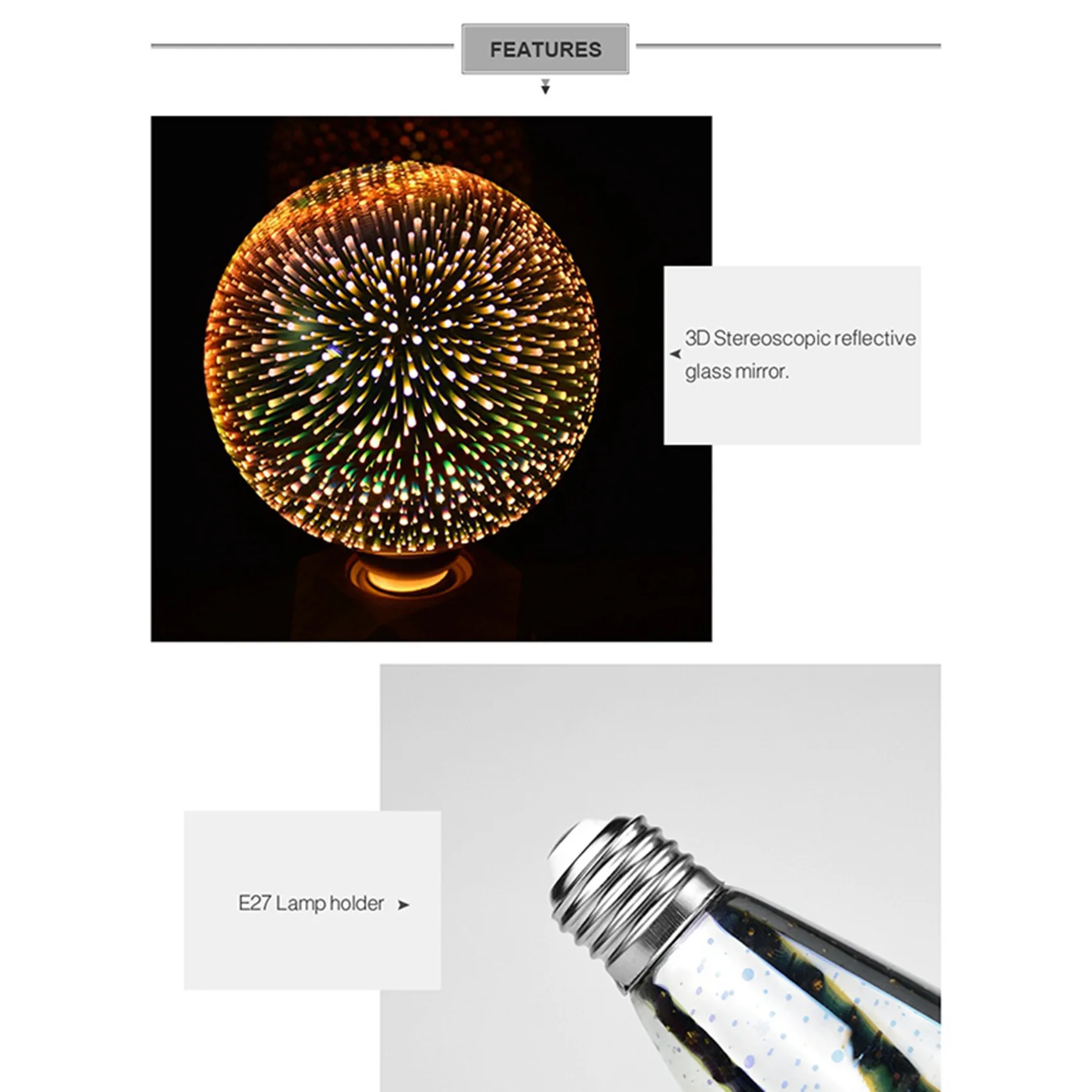 ABKW-4X LED Infinity 3D Effect LED Bulb LED Light Bulb Decoration Lamp 85-265V E27 Holiday Lights,A60