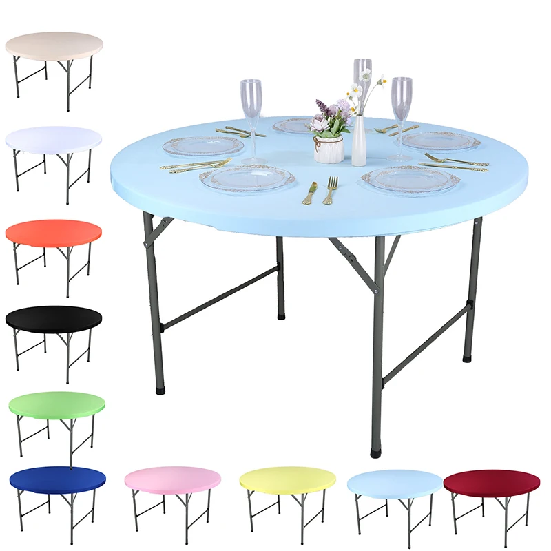 

Round Picnic Table Cloth Wedding Solid Color Elastic Fitted Table Covers for Outdoor Camping Wedding Banquet Party Dining Tables