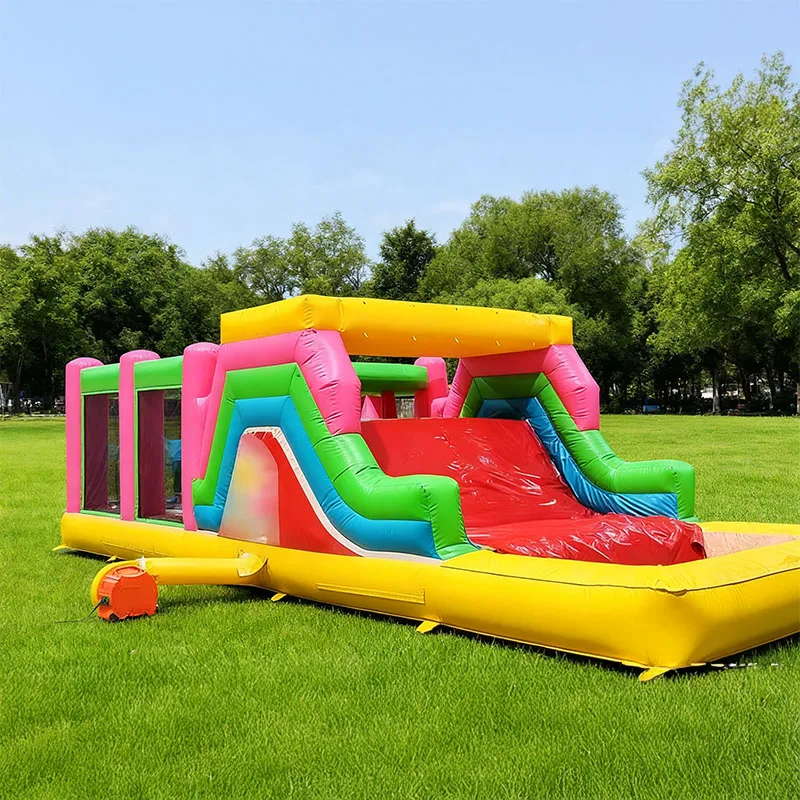 

Inflatable Obstacle Course with Slide and Ball Pit, Wedding - Themed Inflatable Bouncer for Kids, Bouncy Castle Playhouse