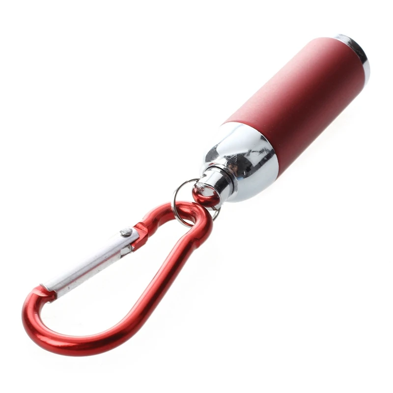 Mini linterna LED para pesca al aire libre, llavero con mosquetón, 2 unidades