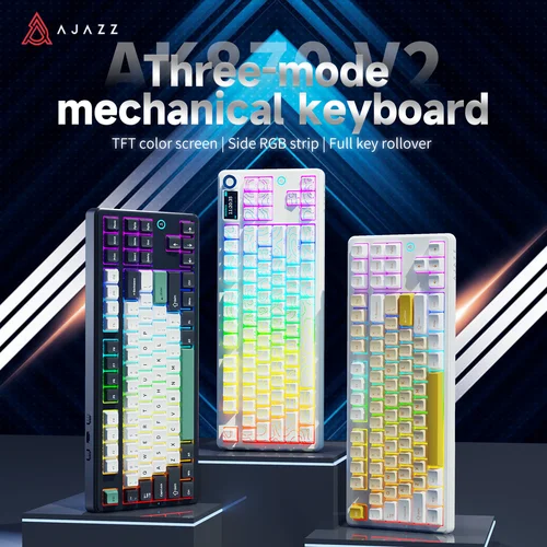 Imagen 1 del producto El teclado mecánico para juegos Ajazz AK870 V2 es un teclado para juegos por cable RGB asable en caliente adecuado para diversos escenarios en computadoras portátiles
