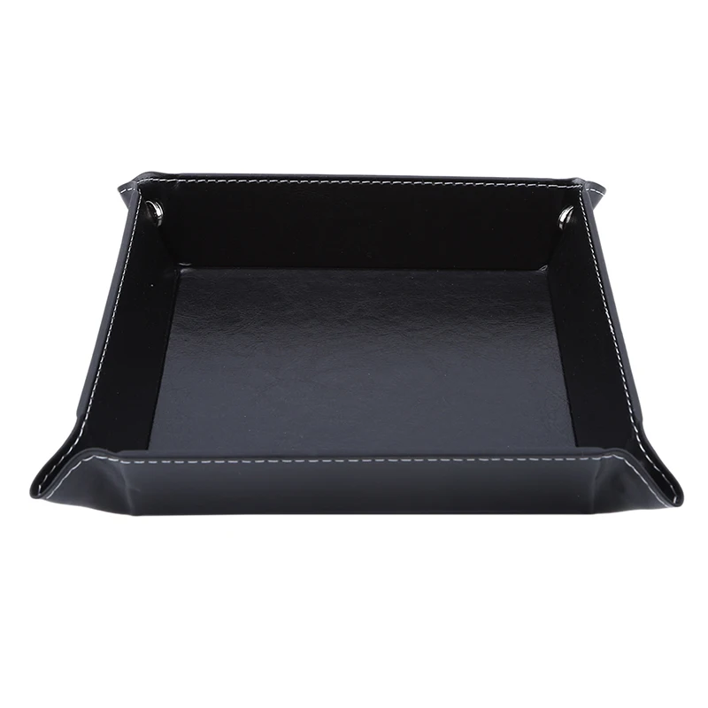 Creative PU Leather Valet Trinket Folding Tray Collapsible Phone Key Wallet Coin Desktop Storage Sundries Box Bins Accessories