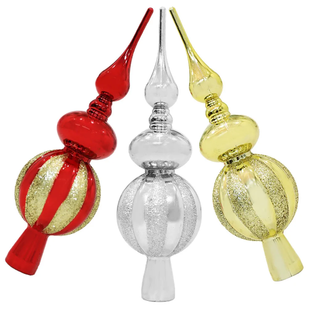 

3Pcs Christmas Tree Toppers Xmas Finials Ornaments Vintage Style Bright Christmas Tree Decoration Xmas Party Supplies