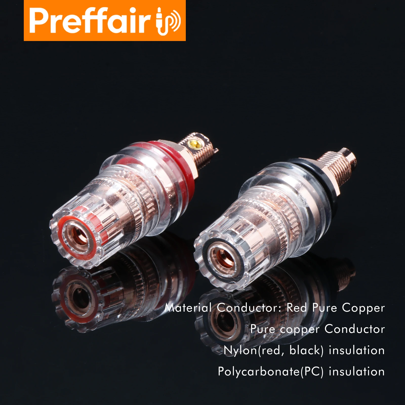 4pcs Preffair 99.9998 Purity Copper Plated Binding Posts Speaker Connectors Binding Post Speaker Panel
