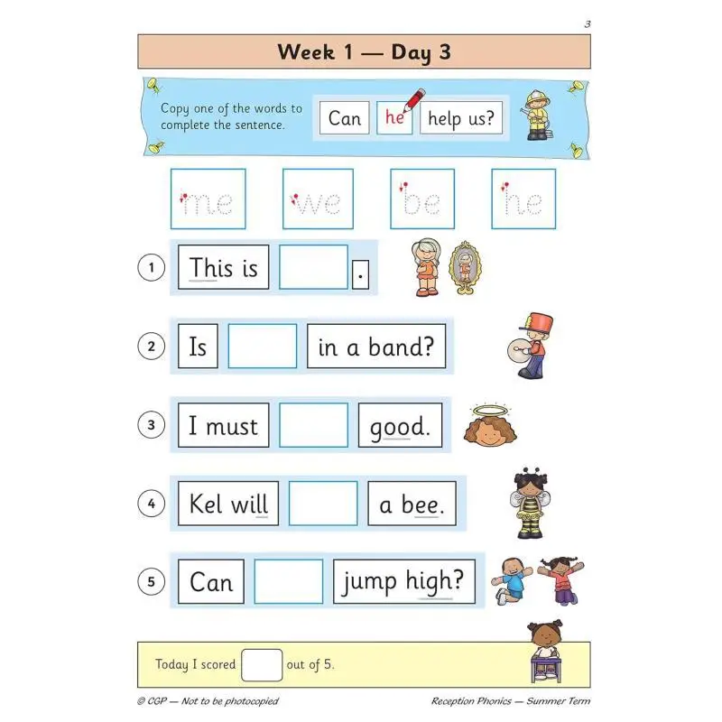 New Phonics Daily Practice Book Reception  Summer Term CGP Books Coordination Group Publications 9781789084801 Book