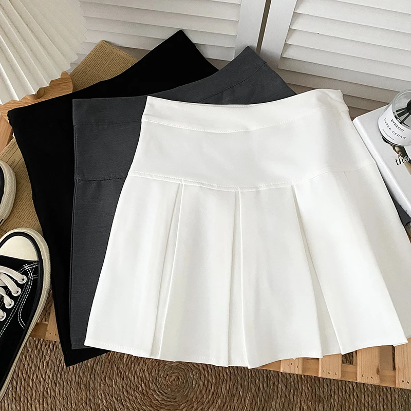 Slimming High Waist A-Line Skirt Korean College Sle Pleated Anti-Light ort Skirt Women's Faion Autumn Winter New A...