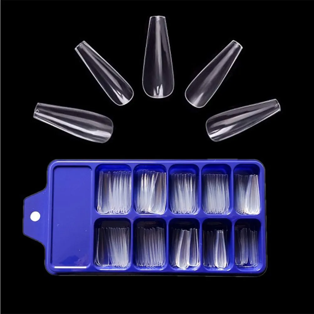 100Pcs Fake Nail Piece White Transparent Long False Nails DIY Nail Art Stickers Manicure Patch Holiday Party Sticky Piece
