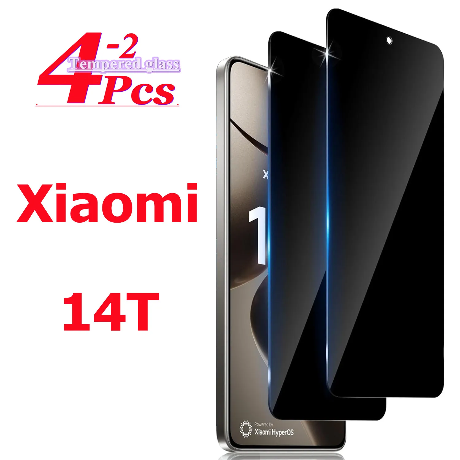 1/4 Piece For Xiaomi 14T Anti Spy Screen Protector Phone Glass