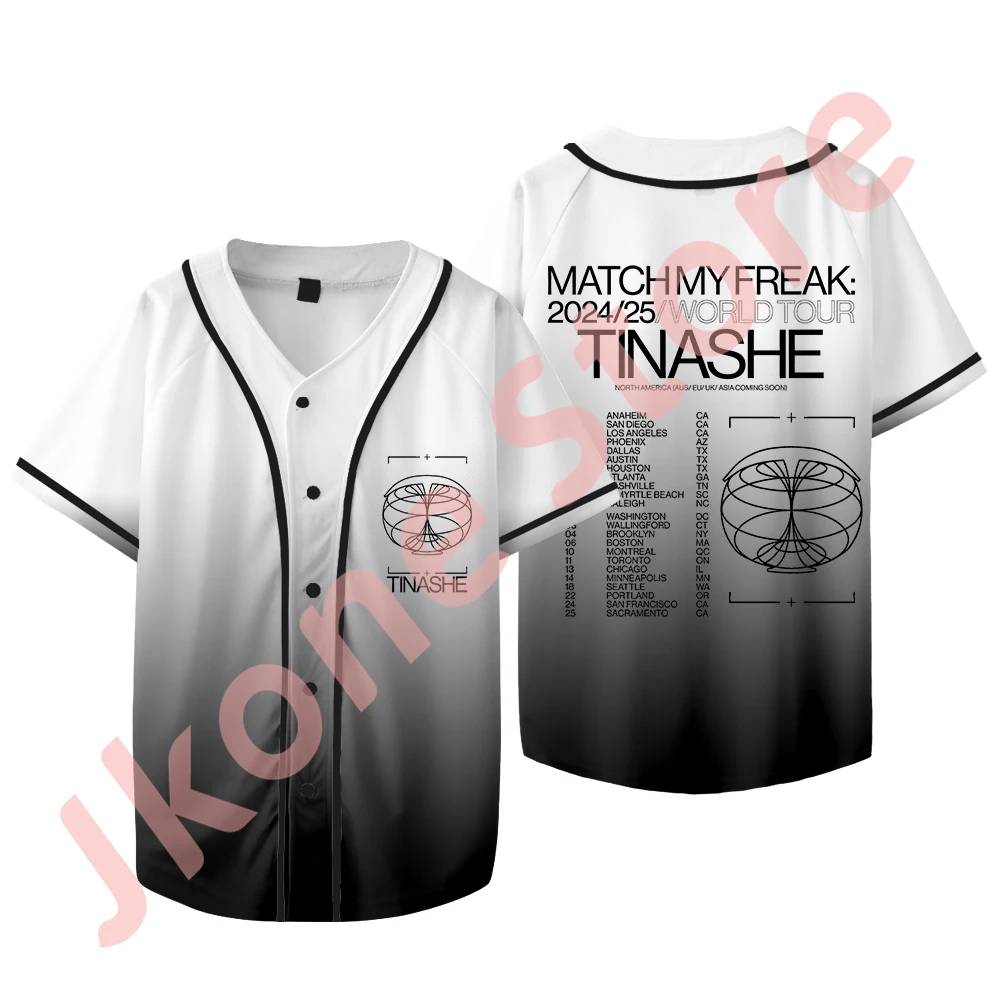 Tinashe passen zu meinem Freak World Tour Merch Baseball jacke T-Shirt Sommer Frauen Männer Mode lässig Kurzarm T-Shirts