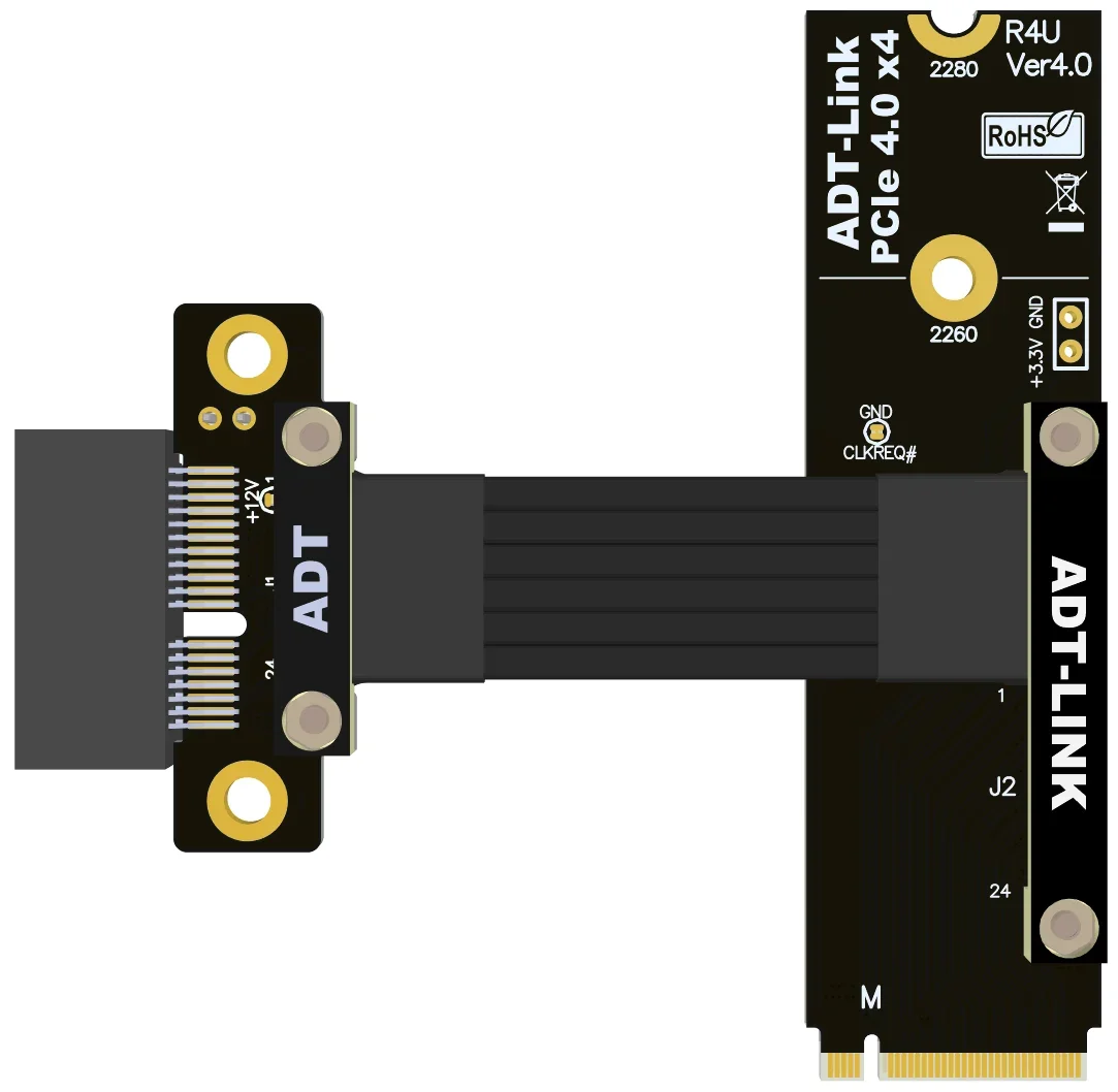 Cable adaptador extendido PCIe x1 PCIE 4.0x1 ADT de velocidad completa con puertos NVMe SSD