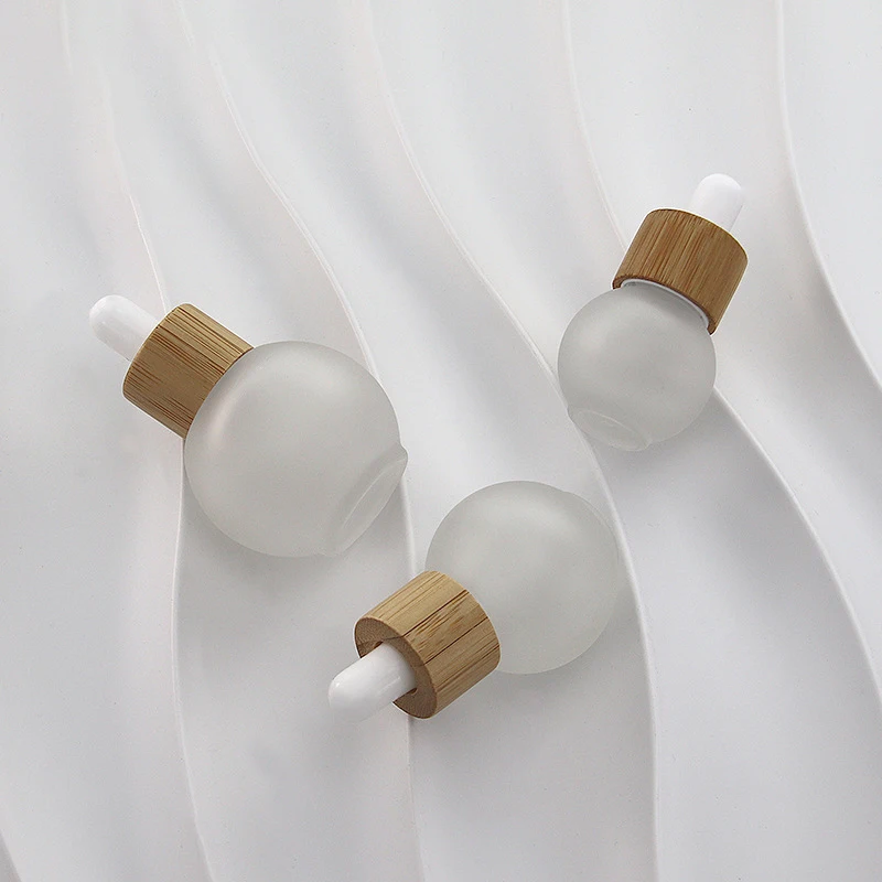 1PC 20ml/30ml/50ml Mini Dropper Bottles Glass Empty Essential Oil Aromatherapy Diffuser Bottles Natural Bamboo Wood Cap Bottles