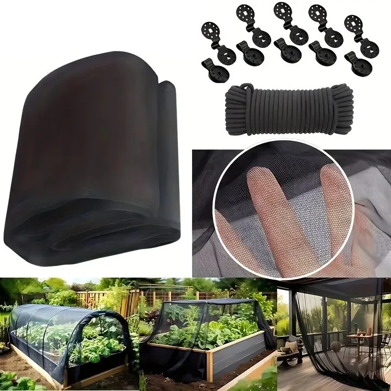 AT21-Mosquito Netting For Patio ,Fly Insect Bird Net Barrier For Protect Vegetables Plants ,For Outdoor Patios Apartment