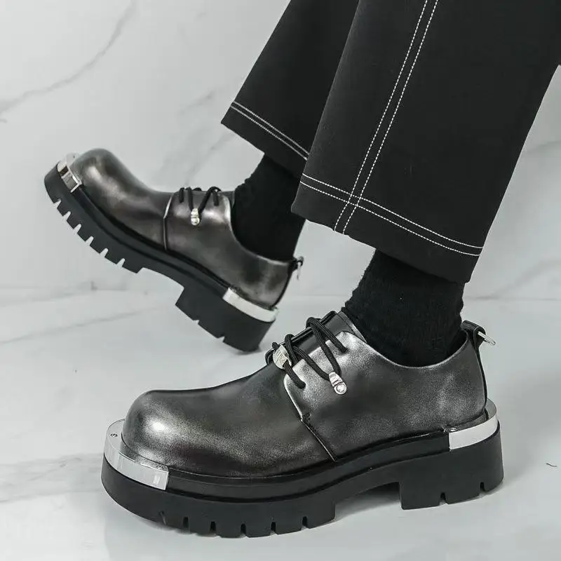 New All-match Walking Shoes Classic Men's Oxfords Shoes Lace-Up Male Thick Bottom Business Shoe Luxury Brand Men Casual Flats46