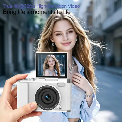 Generic Digital Camera 64MP Full HD 1080P Flip Screen 16X Zoom Retro Vlogging Camera For Selfie Recording Beginner Use