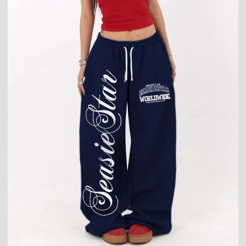 2026 Summer New American Vintage Letter Print Y2K Pants Street Personality Trendy Sweatpants Women Fashion All-match New Pants