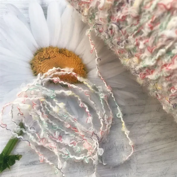 Hand Knitted Wool Yarn Rainbow Segmented Circle Pattern Special Sheep Wool Beads Lace Material for Sweater Coat Outerwear