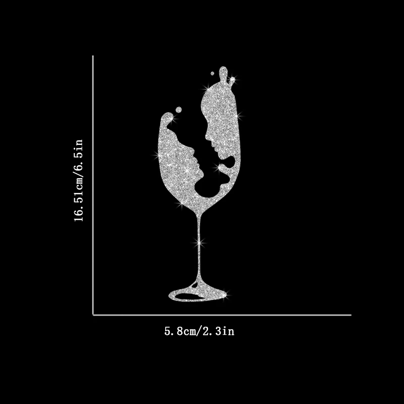 Wine Glass Couple Silhouette Car Decal, Minimalist Romantic Lover Face Sticker, Shiny Bright Sticker, Wall Sticker