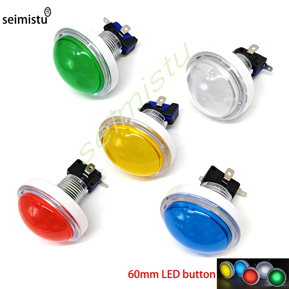 

Arcade Push Button 60mm Convex LED Light 12V Illuminated Blub Video Coin Arcade Game Vending Machine Crane Claw Pinball Parts