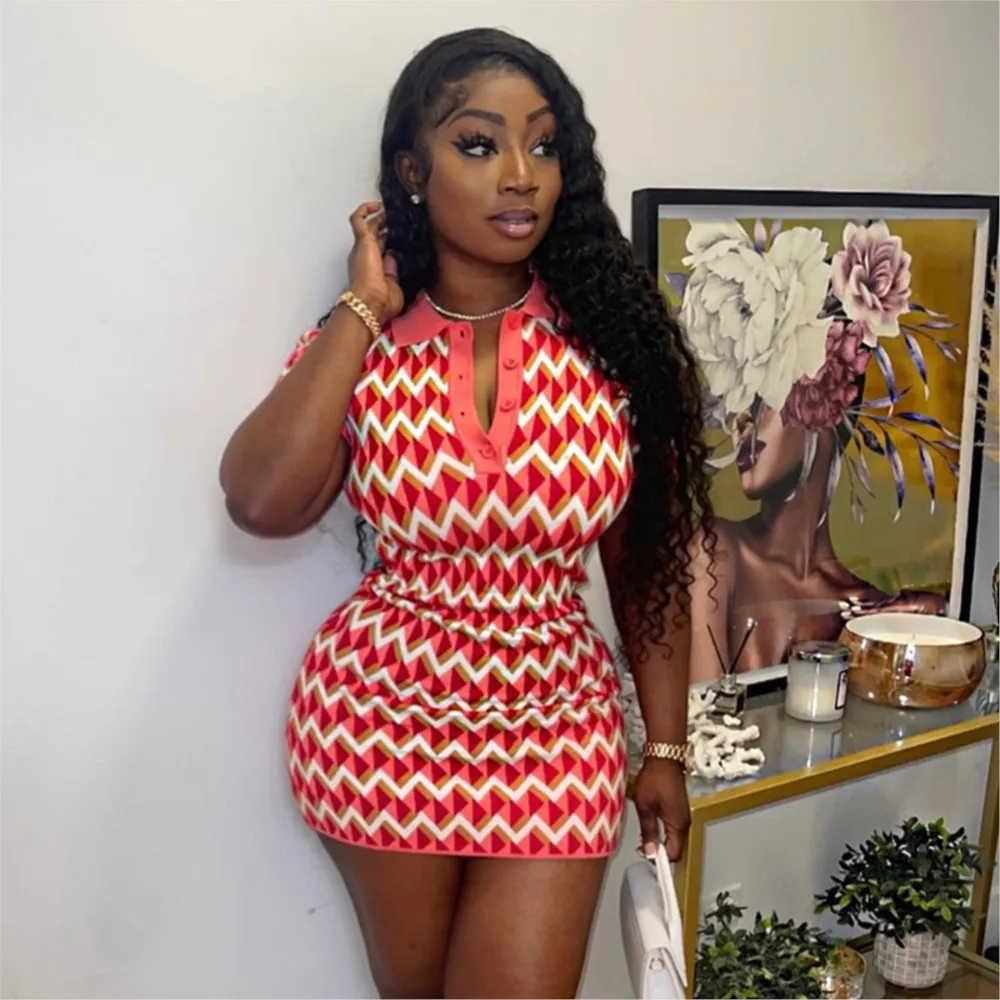 

Printed Dresses For Woman Party Wedding Vestido Women's Casual Dress Simple Style Temperament Hot Girl Style Package Hip Buttons
