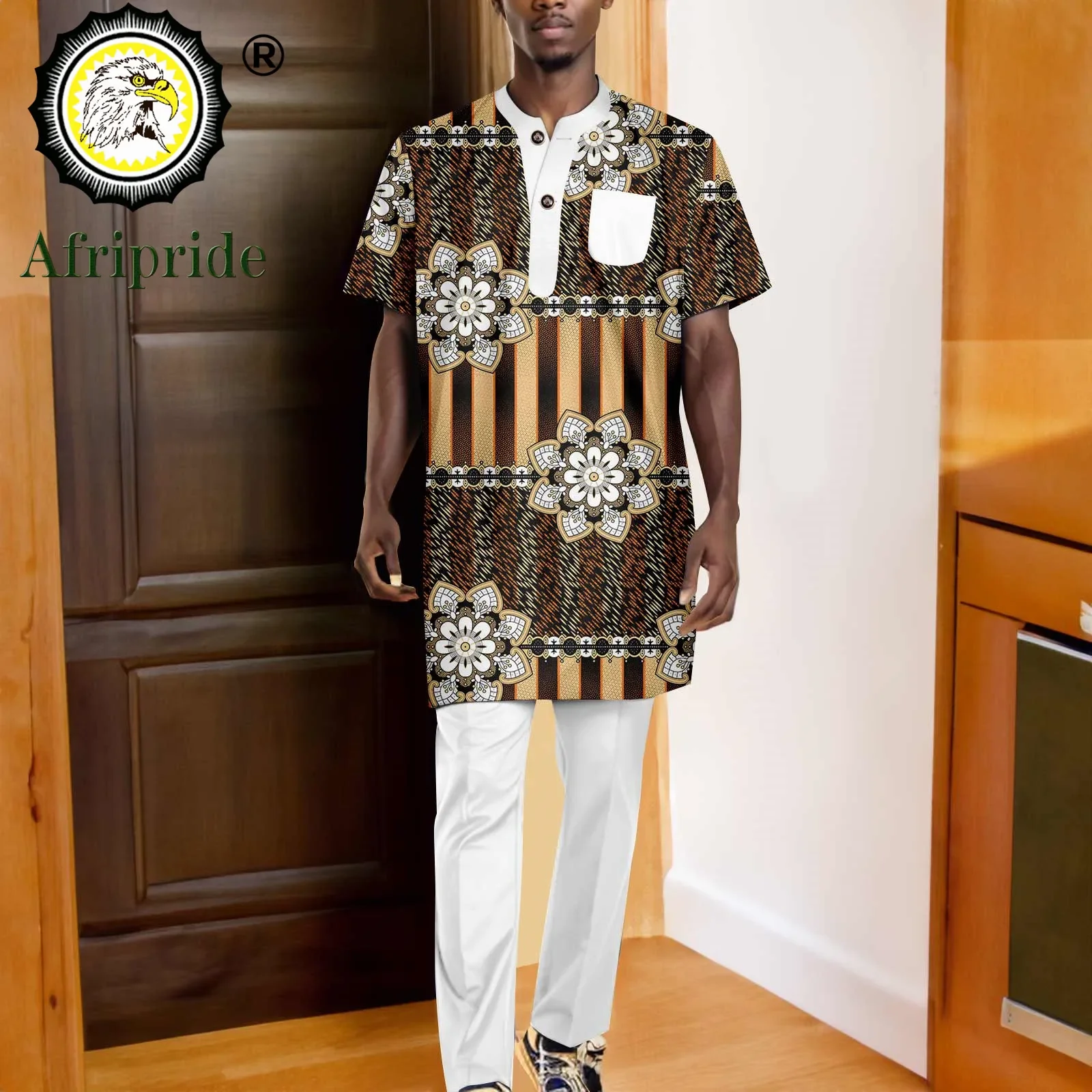 Chemise africaine dashiki pour hommes, ensemble chemise et pantalon ankara, survêtement imprimé, tenue de soirée grande taille, A2316090