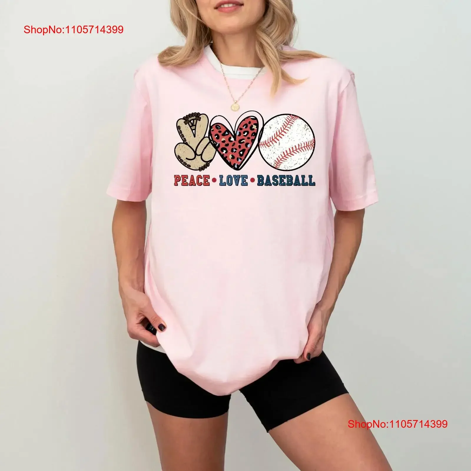 Peace Love Baseball T Shirt Season Mama Lover Touchdown Day For Woman Sport vintage Washed Casual Stylish Top For Everyday Wear