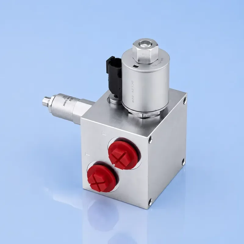 24V Normally Closed Solenoid Unloading Valve AL6061 Aluminum Hydraulic Valve Block for Hydraulic Lifting Platform System