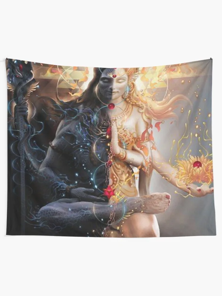 Shiva and Parvati (Masculine and Feminine) Shakti Tapestry Wall Hanging Decor Wall Hangings Decoration Decor Home