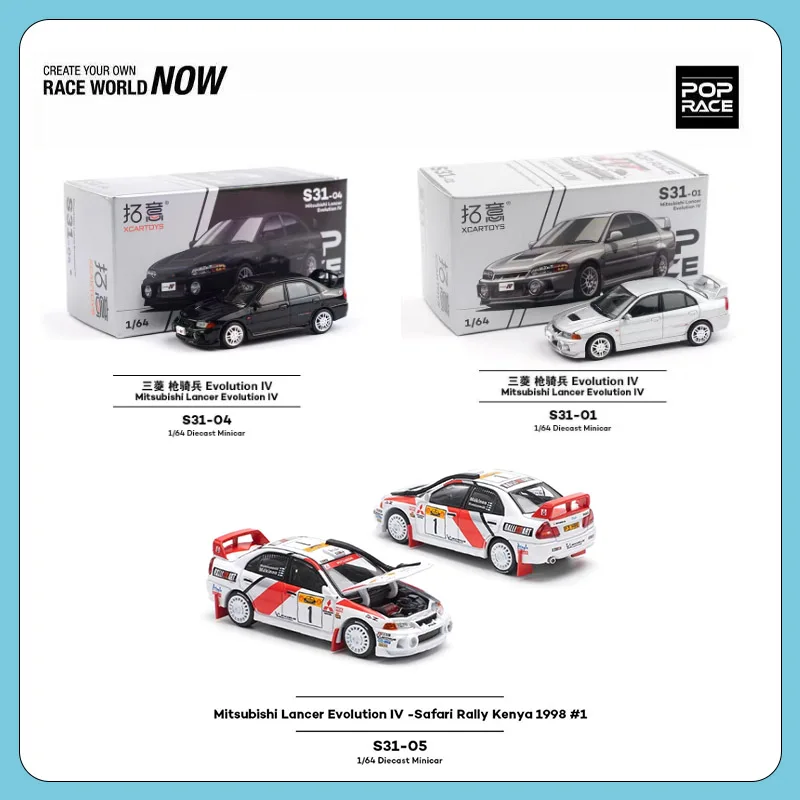 

POP RACE 1:64 Mitsubishi Lancer Evolution lV Gun Кавалерия EVO4 Generation Lancer, модель автомобиля из сплава, игрушка в подарок