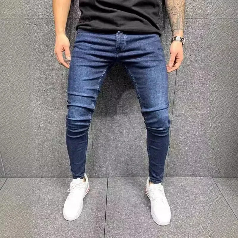 Spring Men Classic Elasticity  Pencil Jeans Jean Homme Man Soft Stretch Black Biker Masculino Denim Trousers Mens Solid Pants