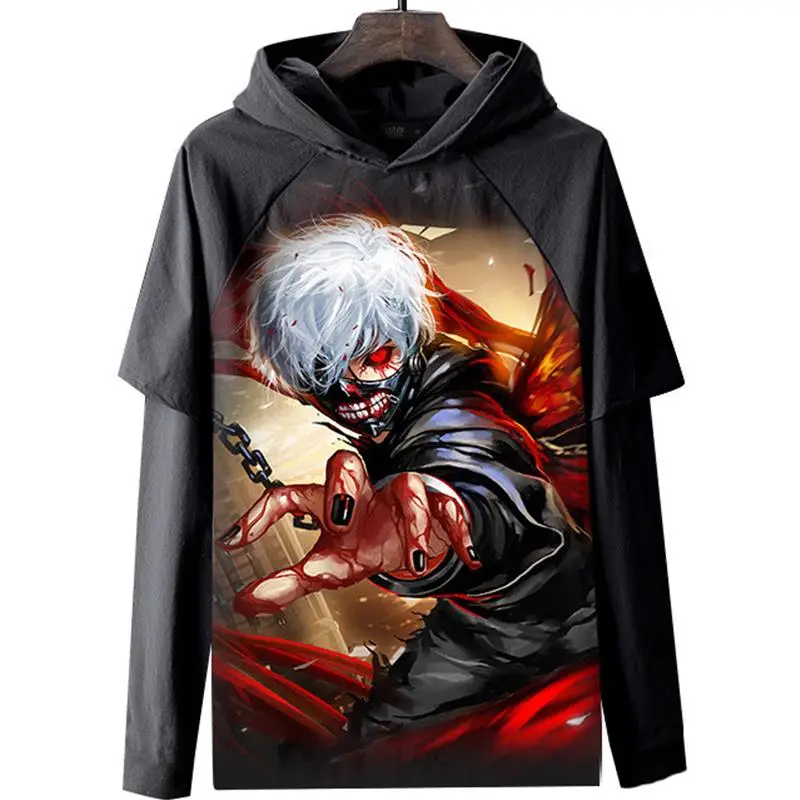 

Tokyo Ghoul Long Sve T-irt Kinugasa Research Institute Cross-Border EE Cartoon Anime Print Polyester Skin-Friendly Brea...