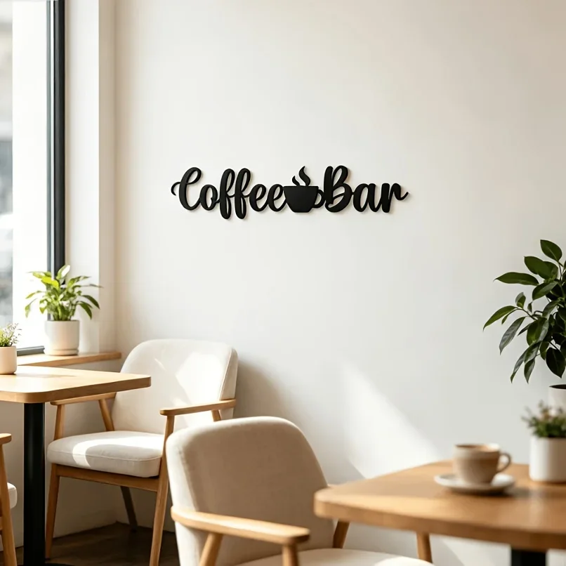 CIFBUY Coffee Bar Cursive Text Metal Wall Art Iron Hanging Sculpture Kitchen Cafe Home Decor Unique Gift