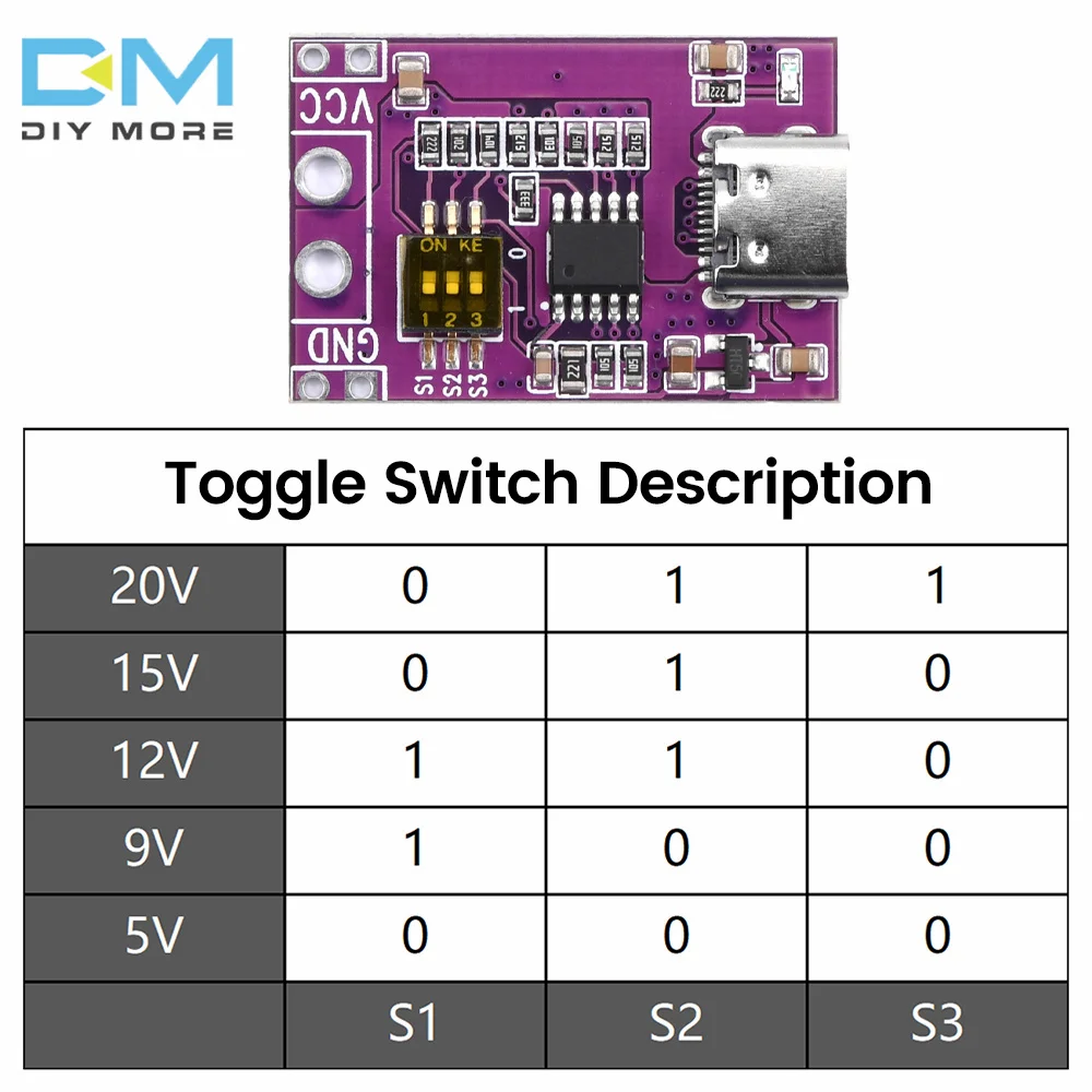 PD/QC/AFC Fast Charging Deception Trigger TYPE-C Supports Fixed Voltage Output of 5V 9V 12V 15V 20V Multi-protocol Support