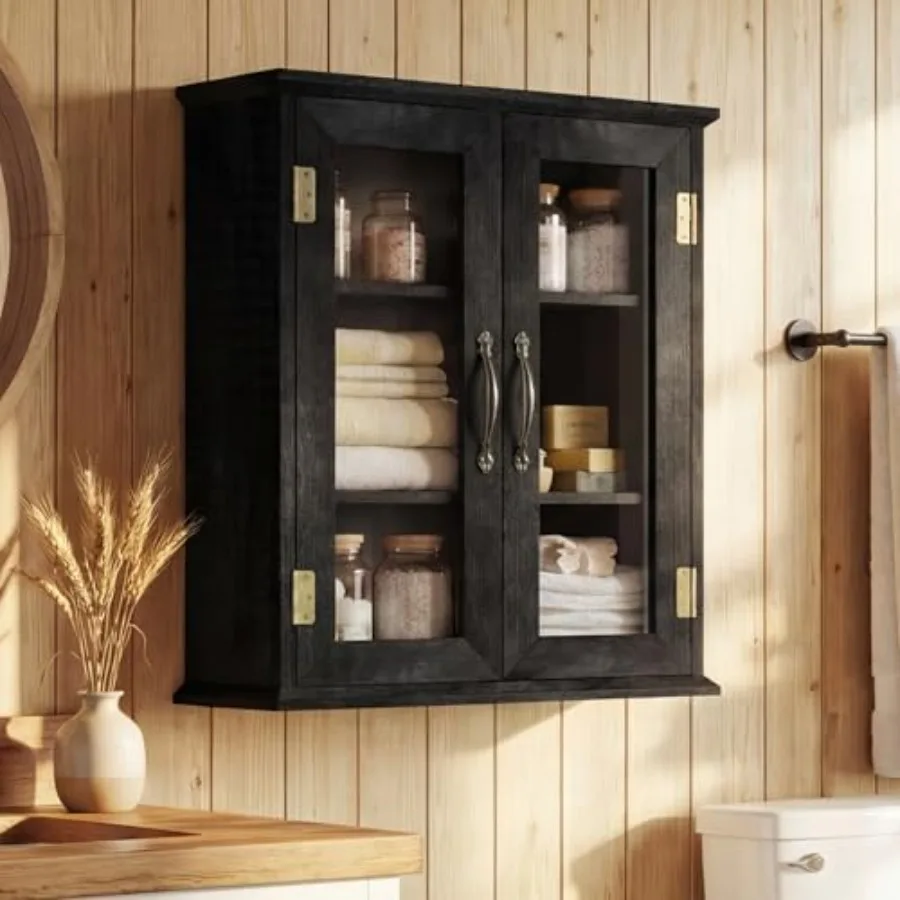 

Bathroom Wall Cabinet, Medicine Cabinet with Acrylic Doors, Wall Mounted Over The Toilet Storage Cabinet with Adjustable Shelve
