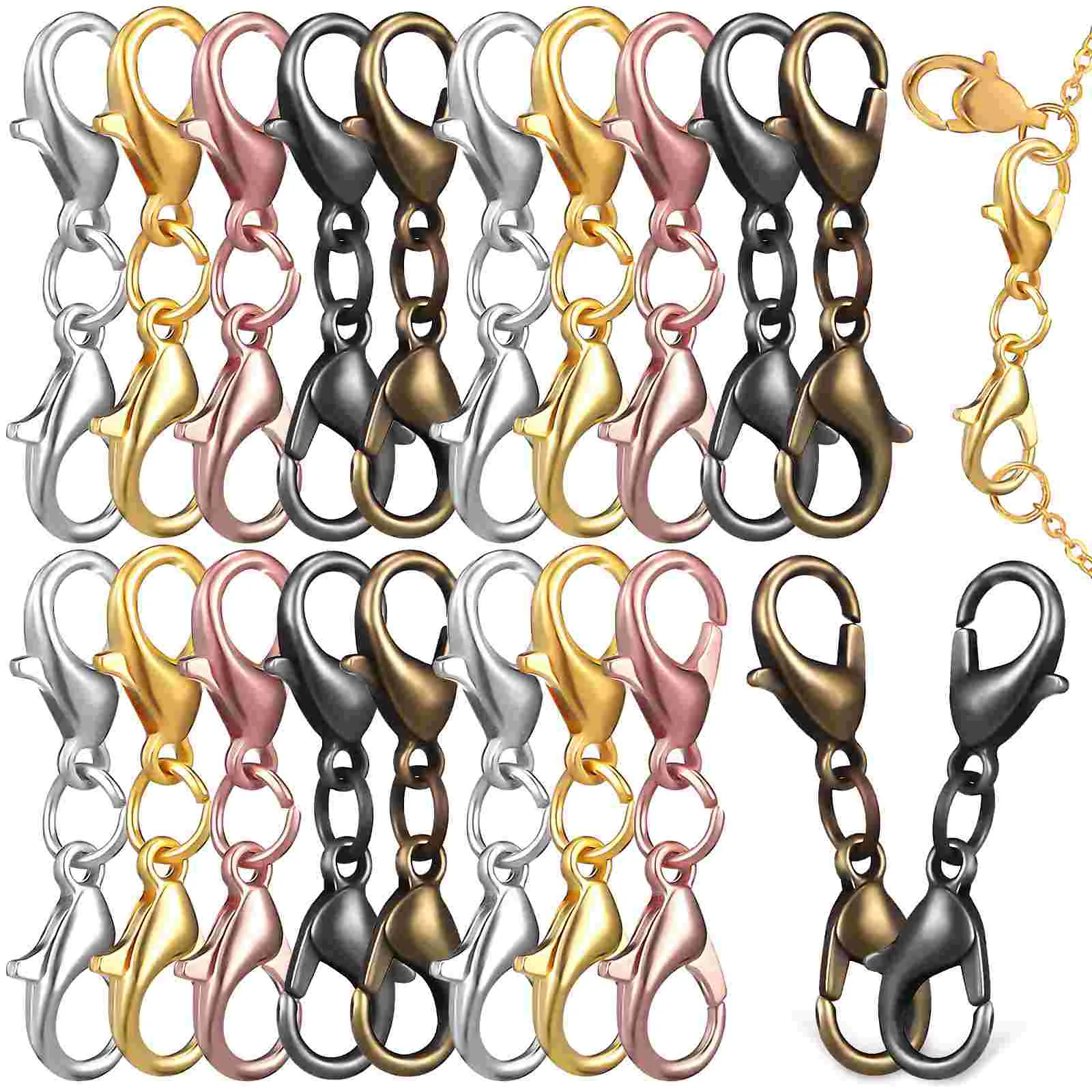 

20 Pcs The Lobster DIY Jewelry Clasp Bracelet Extender Double with Cover Extenders Office
