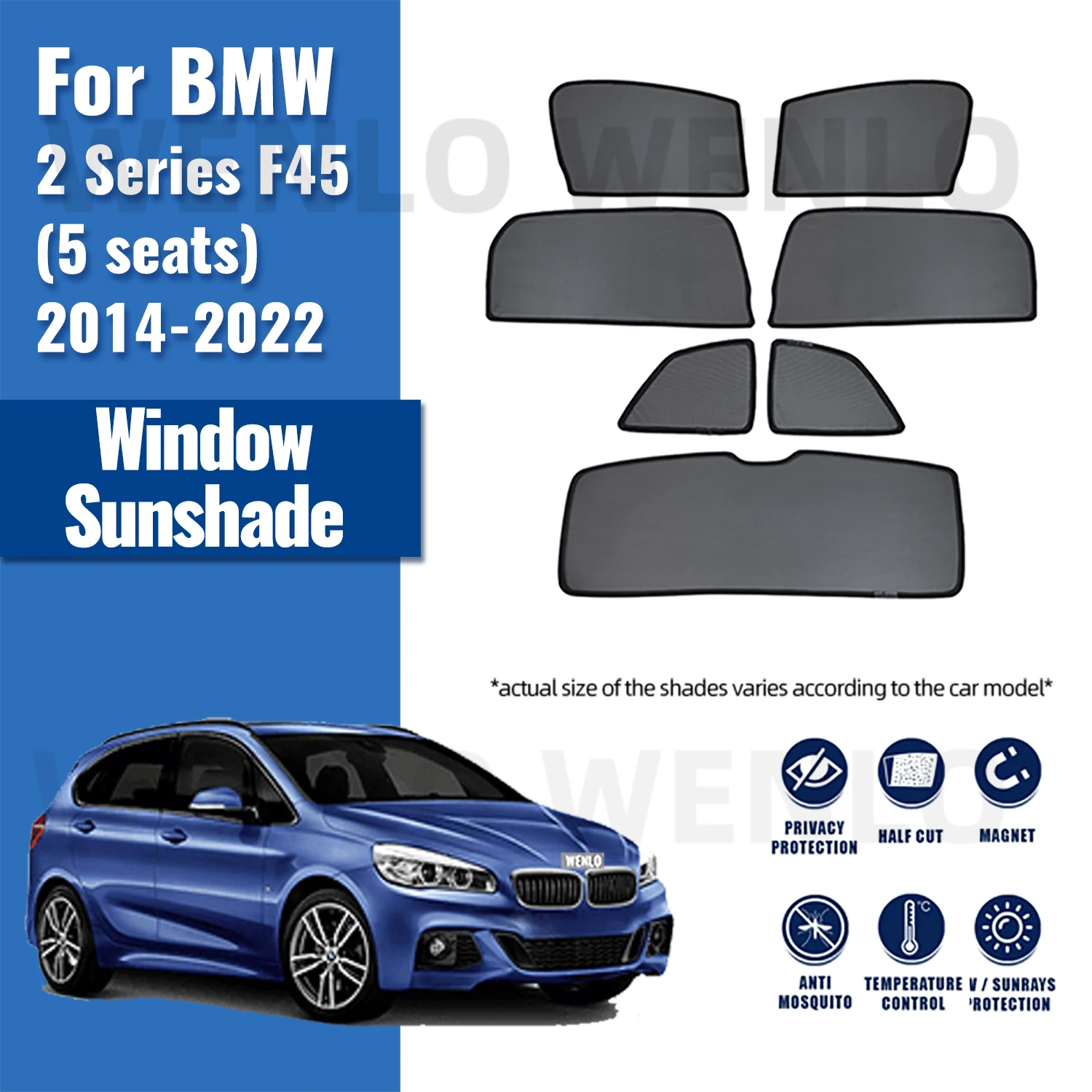 

For BMW 2 series F45 5seats Active Tourer 2014-2022 Car Window Curtains Solar Sunshield Shadow Mesh Glass Shading Sun Protection