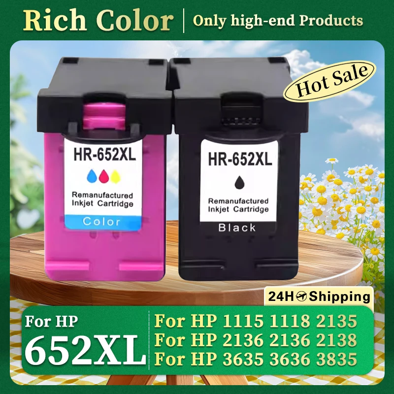 652 Xl 652xl خرطوشة حبر نافثة للحبر معاد تصنيعها لـ HP652 لـ HP DeskJet Ink Advantage 1115 2135 3635 3755 3835 3836 4535 4675