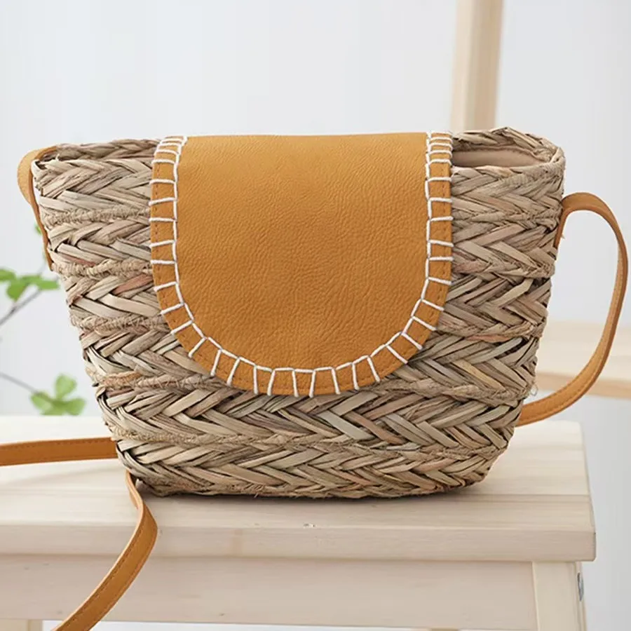

Women Straw Rattan Woven Crossbody Bag Summer Casual Travel Crochet Handbag Purses Bali Bohemia Beach Bag Bolsa Feminina