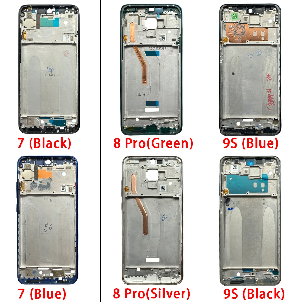 NEW For Xiaomi Redmi Note 7 8 Pro 9S 9 Pro Front Housing Middle Frame LCD Frame Screen Bezel Cover Holder Replacement Parts