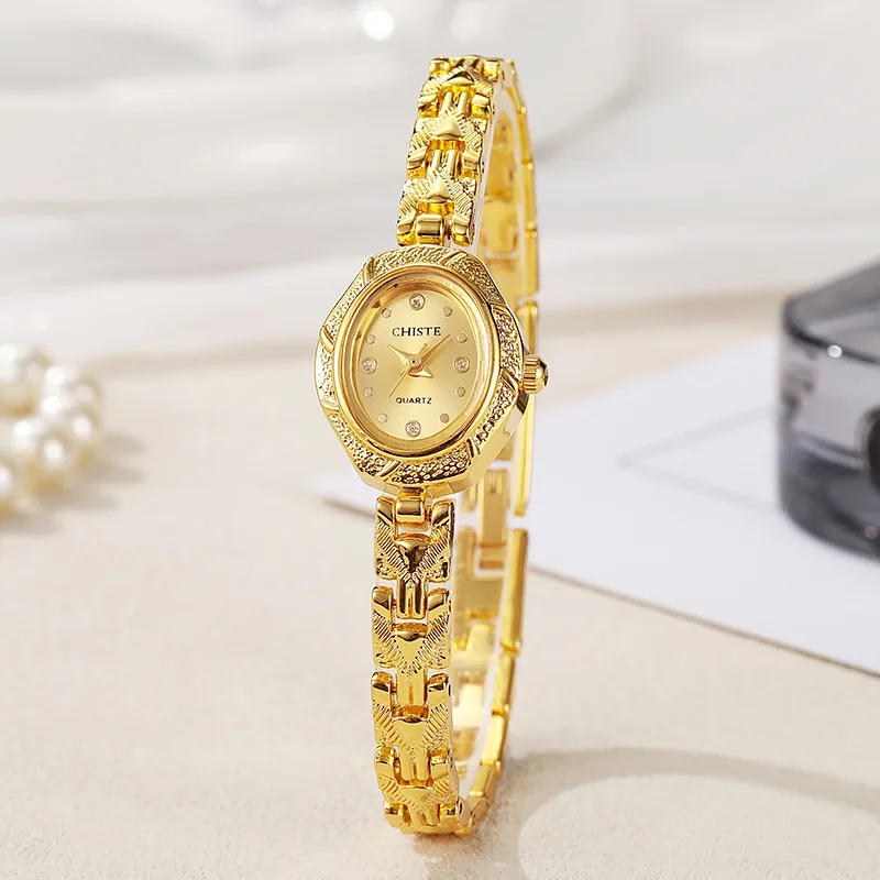 Women Luxury Watch Fashion Gold Watches Female Oval Dial Bracelet Watches Simple Wristwatches Wholesale Relojes Para Mujer