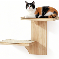 Wooden Cat Climbing Wall 2 Large Wooden Platforms for Cats Cats Jumping Platform Cat Scratching Pads Ladder Wood Post Load 20kg