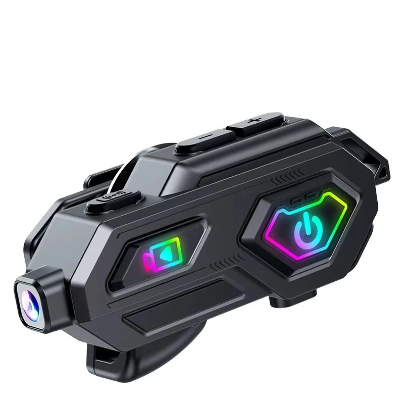 New Motorcycle Helmet Bluetooth Headset 600m Intercom HD Camera Video Recording Helmet Accessories for Cycling Optional TF Card