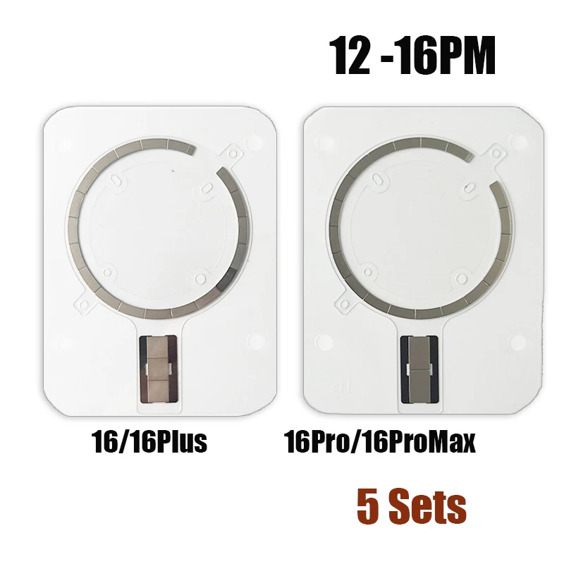 5xBack Housing Cover Glass Magnetic Replacement For iPhone 16 15 14 13 12 Pro Max Mini Wireless Charging Magnet Module
